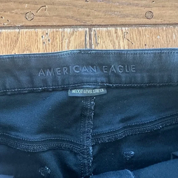 American Eagle Outfitters Black Dark Wash Straight Leg Jeans - Picture 4 of 5